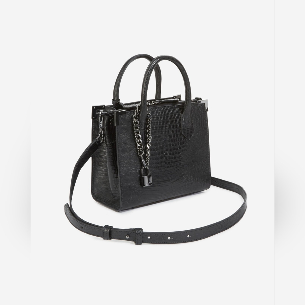 Ming crocodile effect bag in black leather - Picture 2 of 9